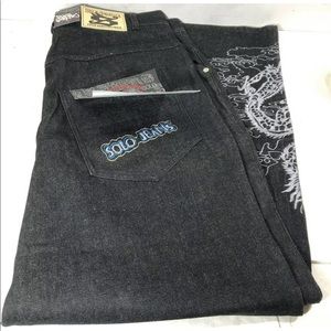 Solo Black Wide Grunge Skater 36x31 Dragon Stitch